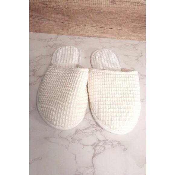 Quince Organic Cotton Turkish Waffle Slippers Men's Size Large White NWOT 0820-C - Picture 1 of 9